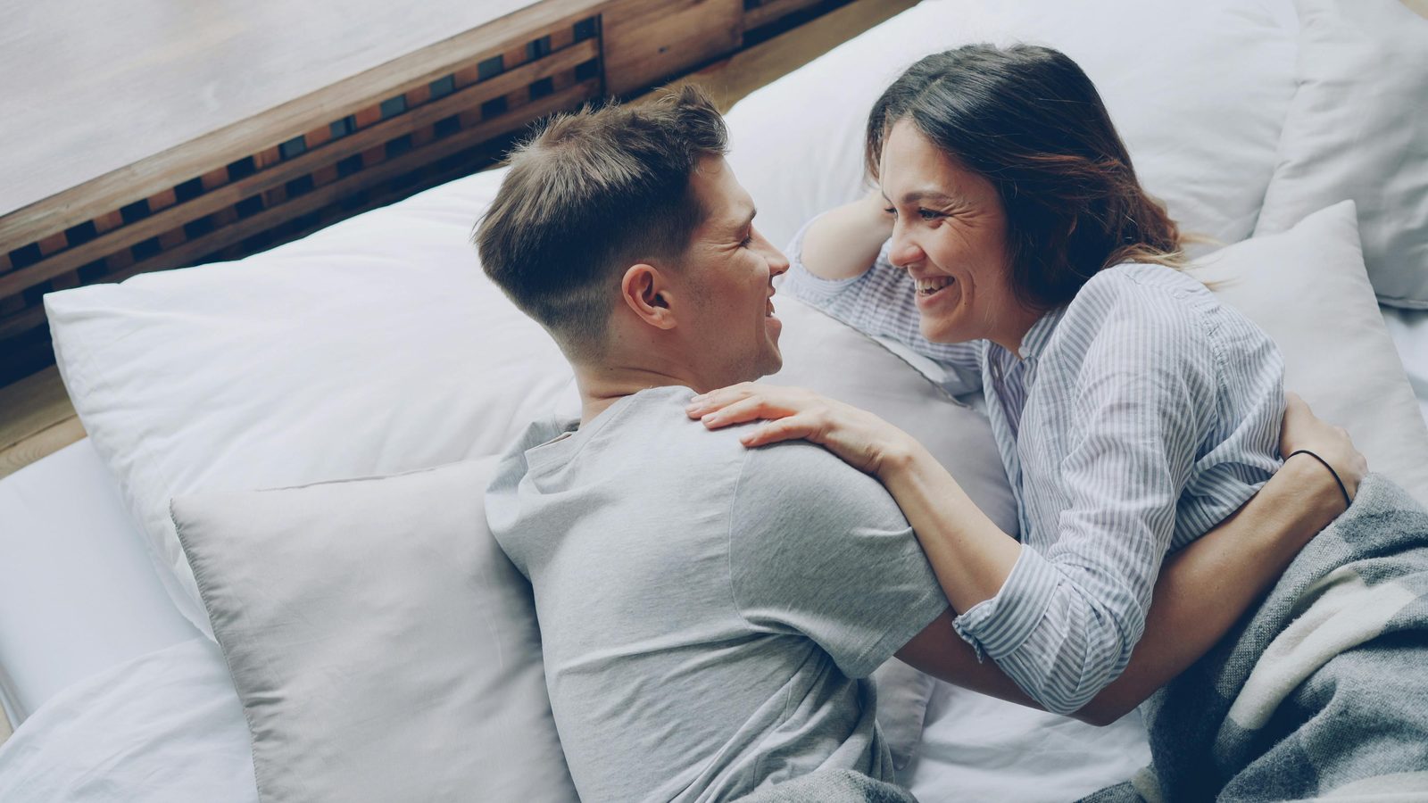 A couple sharing a moment of laughter together